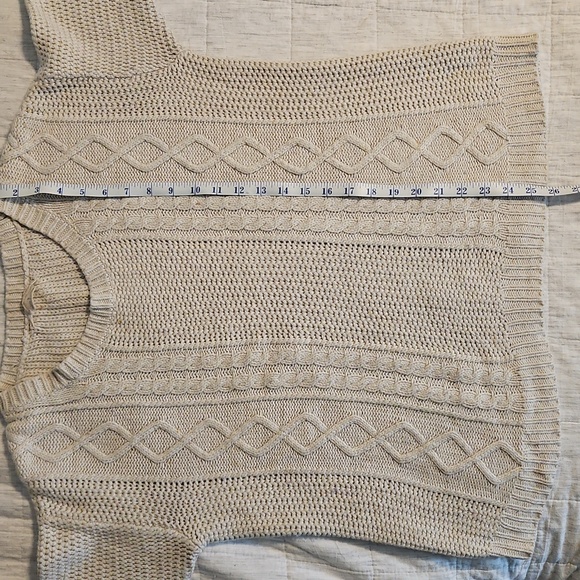 Cream Cable Knit Sweater with Brown Elbow Patches - Picture 5 of 7